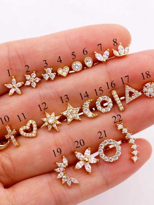 Mini boucle d'oreille femme Piercing en acier inoxydable 316, 1 pièce, en Zircon, pour femmes, Helix Tragus
