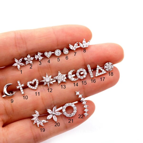 Mini boucle d'oreille femme Piercing en acier inoxydable 316, 1 pièce, en Zircon, pour femmes, Helix Tragus