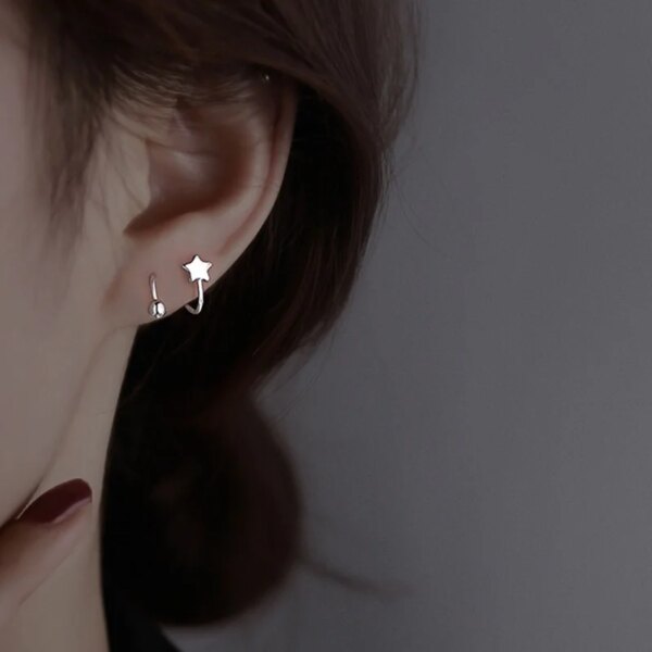 boucle d'oreille femme Anneau à lèvres torsadé en spirale en acier inoxydable, Piercing de langue, cœur