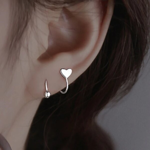 boucle d'oreille femme Anneau à lèvres torsadé en spirale en acier inoxydable, Piercing de langue, cœur