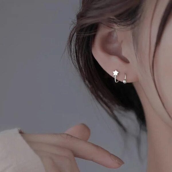 boucle d'oreille femme Anneau à lèvres torsadé en spirale en acier inoxydable, Piercing de langue, cœur