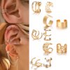 boucle d'oreille femme en Forme de Feuilles Argentées, Ensemble Créatif et Simple, Manchette d'Oreille en Forme de C