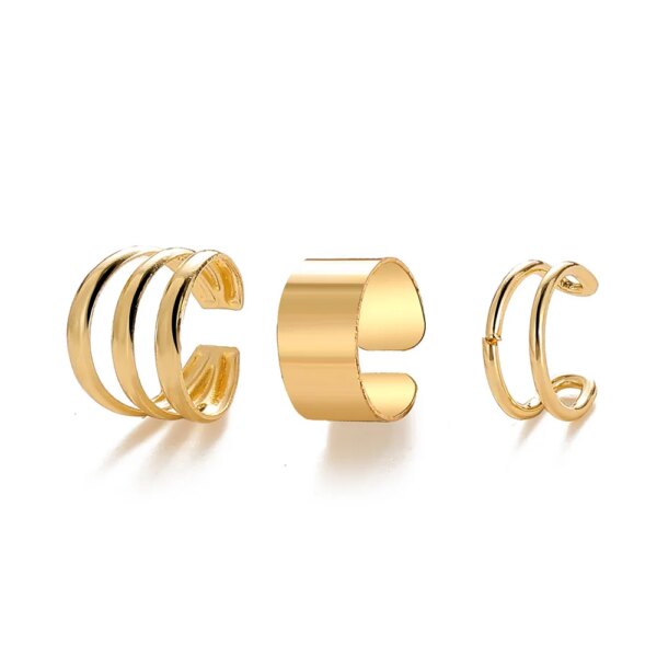 boucle d'oreille femme en Forme de Feuilles Argentées, Ensemble Créatif et Simple, Manchette d'Oreille en Forme de C