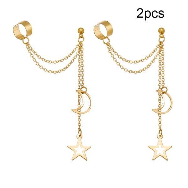 boucle d'oreille femme en Forme de Feuilles Argentées, Ensemble Créatif et Simple, Manchette d'Oreille en Forme de C