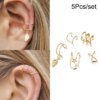 boucle d'oreille femme en Forme de Feuilles Argentées, Ensemble Créatif et Simple, Manchette d'Oreille en Forme de C
