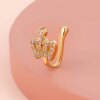 boucle d'oreille femme anneau de nez en cuivre Zircon sans perçage, cœur, étoile, couronne, Clip sur le nez