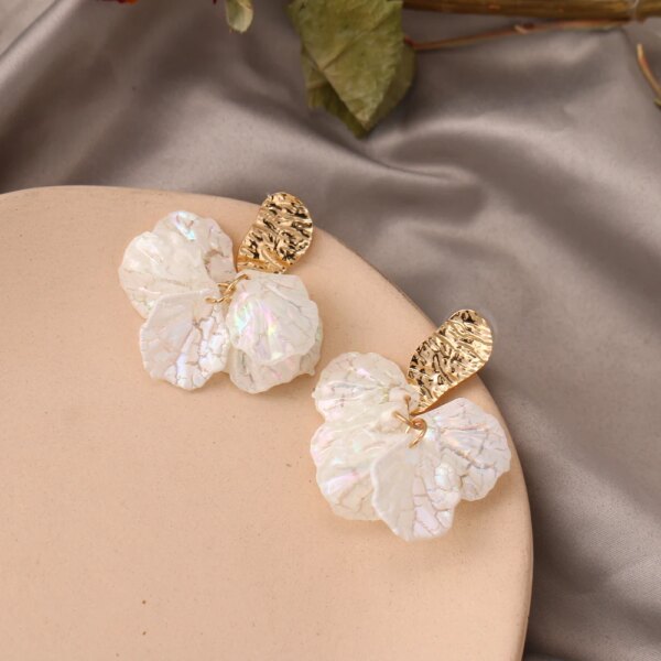 boucle d'oreille femme coréennes en forme de pétale de fleur pour femmes, bijoux en alliage