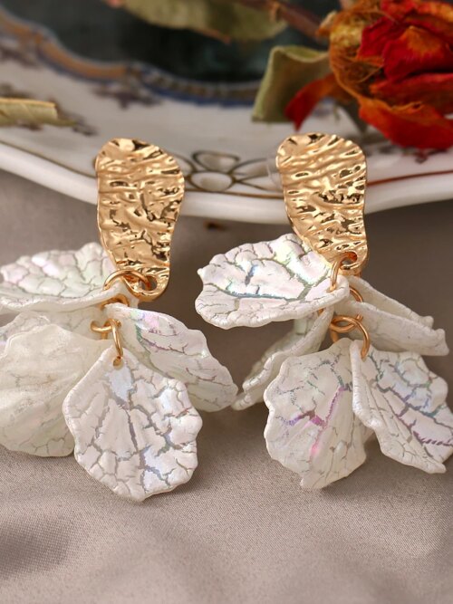 boucle d'oreille femme coréennes en forme de pétale de fleur pour femmes, bijoux en alliage