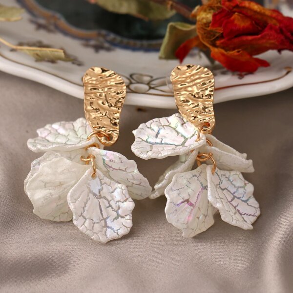 boucle d'oreille femme coréennes en forme de pétale de fleur pour femmes, bijoux en alliage