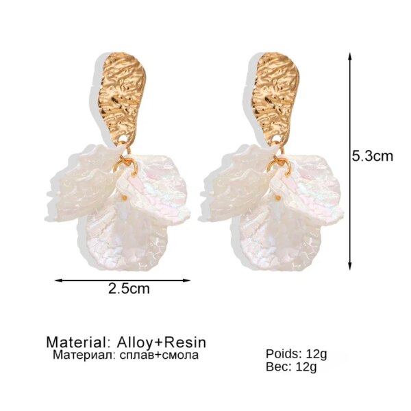 boucle d'oreille femme coréennes en forme de pétale de fleur pour femmes, bijoux en alliage