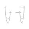 boucle d'oreille femme à Double clou d'oreille, chaînes à pampilles pour femmes, Piercing d'oreille, 3 couleurs en métal
