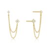 boucle d'oreille femme à Double clou d'oreille, chaînes à pampilles pour femmes, Piercing d'oreille, 3 couleurs en métal