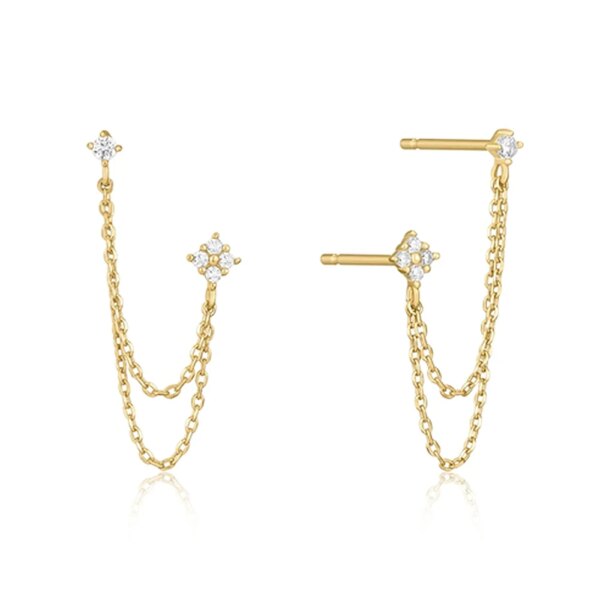 boucle d'oreille femme à Double clou d'oreille, chaînes à pampilles pour femmes, Piercing d'oreille, 3 couleurs en métal