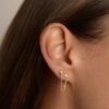 boucle d'oreille femme à Double clou d'oreille, chaînes à pampilles pour femmes, Piercing d'oreille, 3 couleurs en métal