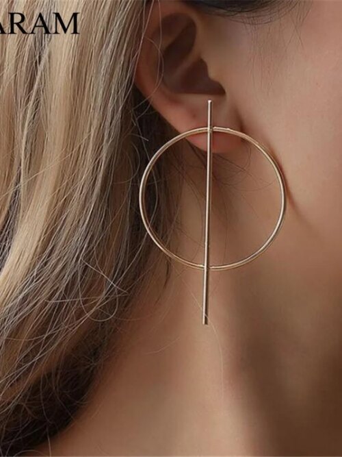 boucle d'oreille femme à géométrie exagérée pour femmes, bijoux à grand cercle, Glamour