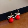 boucle d'oreille femme à nœud papillon en cristal pour femmes, en Zircon, perle rouge, cœur, bijoux de noël, nouvel an, Festival, cadeaux