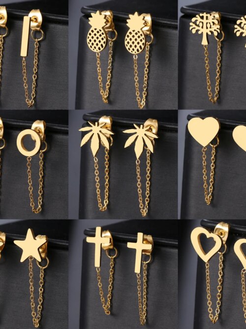 boucle d'oreille femme en acier inoxydable pour femmes, bijoux à la mode