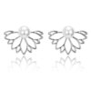 boucle d'oreille femme en forme de Lotus pour femmes, bijou Double face, plaqué or et argent