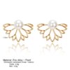 boucle d'oreille femme en forme de Lotus pour femmes, bijou Double face, plaqué or et argent