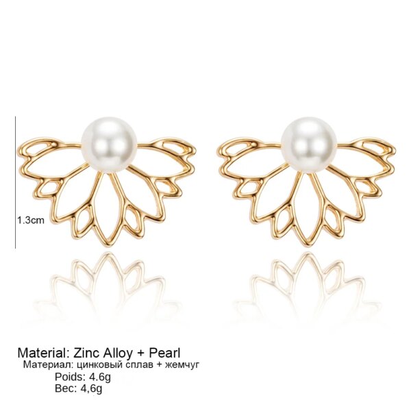 boucle d'oreille femme en forme de Lotus pour femmes, bijou Double face, plaqué or et argent