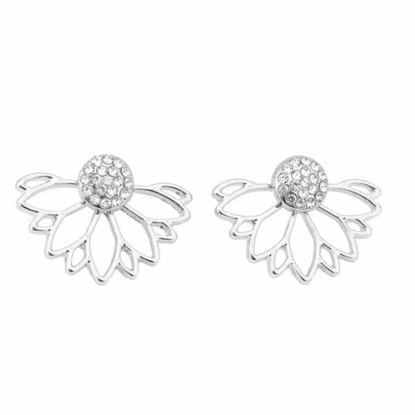 boucle d'oreille femme en forme de Lotus pour femmes, bijou Double face, plaqué or et argent