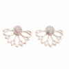 boucle d'oreille femme en forme de Lotus pour femmes, bijou Double face, plaqué or et argent