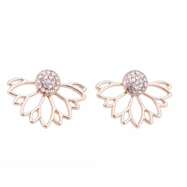boucle d'oreille femme en forme de Lotus pour femmes, bijou Double face, plaqué or et argent