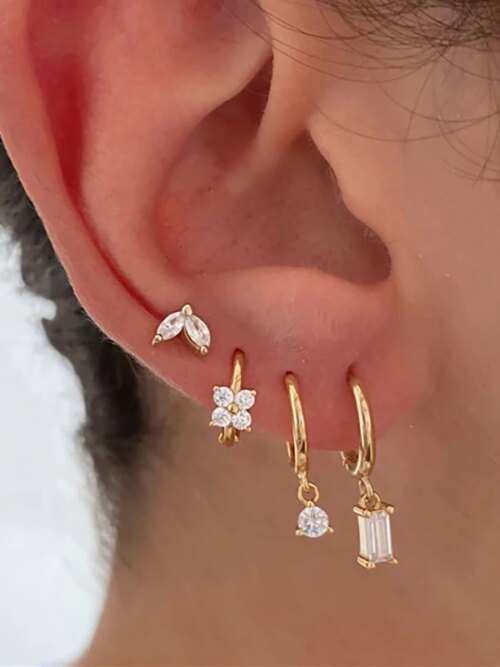 boucle d'oreille femme 2 pièces petites boucles d'oreilles Huggies en acier inoxydable pour femmes