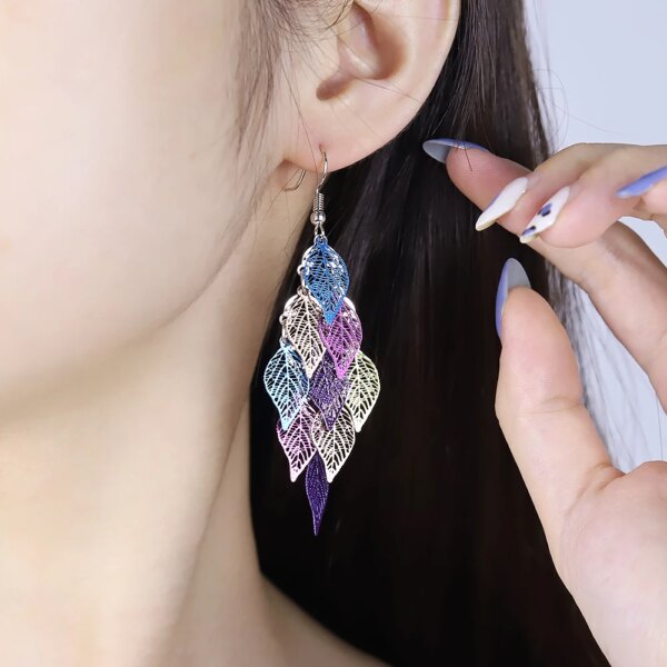 boucle d'oreille femme pendantes de Style ethnique, petits accessoires à neuf feuilles, boucles d'oreilles