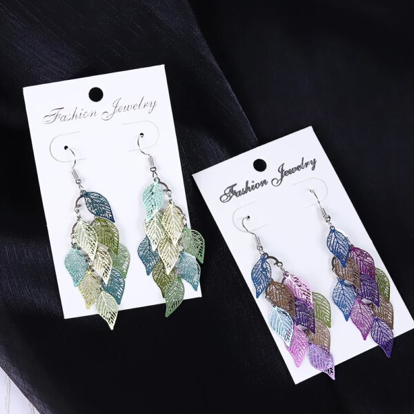 boucle d'oreille femme pendantes de Style ethnique, petits accessoires à neuf feuilles, boucles d'oreilles