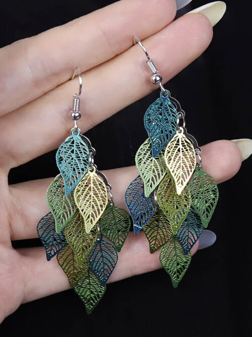 boucle d'oreille femme pendantes de Style ethnique, petits accessoires à neuf feuilles, boucles d'oreilles