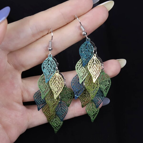boucle d'oreille femme pendantes de Style ethnique, petits accessoires à neuf feuilles, boucles d'oreilles