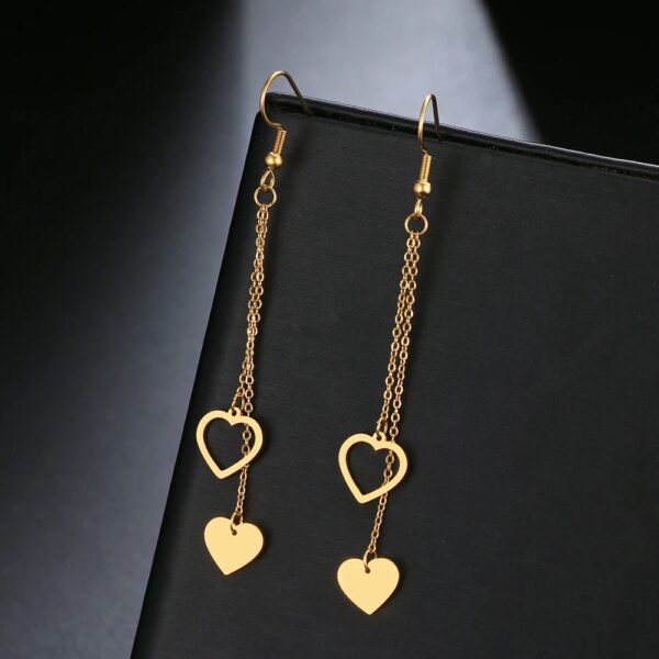 boucle d'oreille femme en acier inoxydable pour femmes, bijoux avec pendentif en forme d'étoile, de lune, de cœur