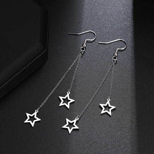 boucle d'oreille femme en acier inoxydable pour femmes, bijoux avec pendentif en forme d'étoile, de lune, de cœur