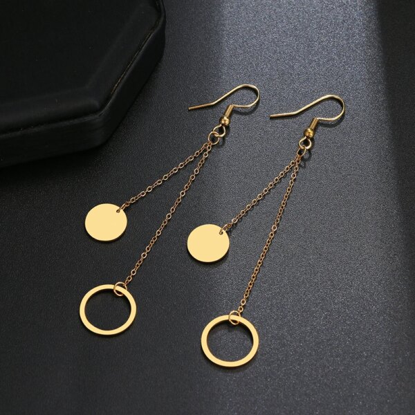 boucle d'oreille femme en acier inoxydable pour femmes, bijoux avec pendentif en forme d'étoile, de lune, de cœur