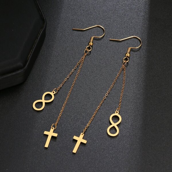 boucle d'oreille femme en acier inoxydable pour femmes, bijoux avec pendentif en forme d'étoile, de lune, de cœur