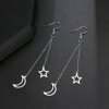 boucle d'oreille femme en acier inoxydable pour femmes, bijoux avec pendentif en forme d'étoile, de lune, de cœur