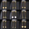 boucle d'oreille femme en acier inoxydable, chaîne Simple, perle, étoile ronde, feuille d'érable