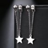 boucle d'oreille femme en acier inoxydable, chaîne Simple, perle, étoile ronde, feuille d'érable