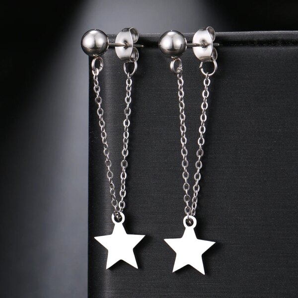 boucle d'oreille femme en acier inoxydable, chaîne Simple, perle, étoile ronde, feuille d'érable