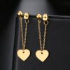 boucle d'oreille femme en acier inoxydable, chaîne Simple, perle, étoile ronde, feuille d'érable