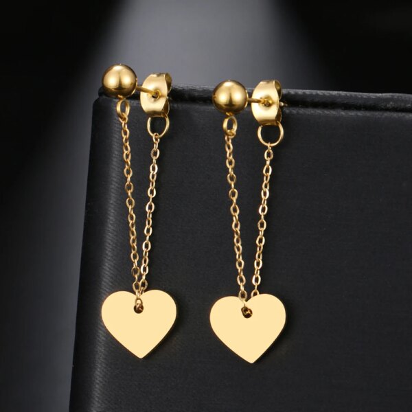 boucle d'oreille femme en acier inoxydable, chaîne Simple, perle, étoile ronde, feuille d'érable