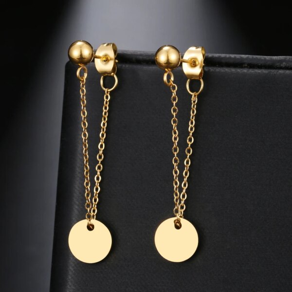 29854-b18215.jpg boucle d'oreille femme en acier inoxydable, chaîne Simple, perle, étoile ronde, feuille d'érable