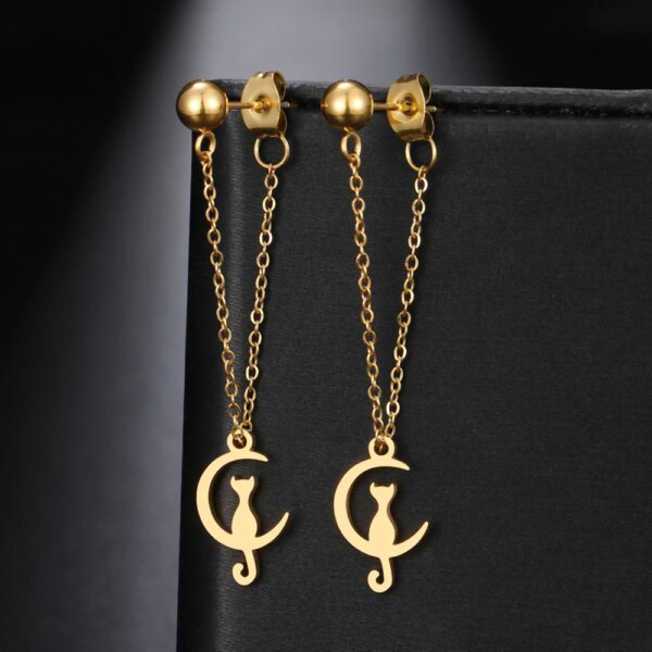 boucle d'oreille femme en acier inoxydable, chaîne Simple, perle, étoile ronde, feuille d'érable