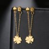 boucle d'oreille femme en acier inoxydable, chaîne Simple, perle, étoile ronde, feuille d'érable