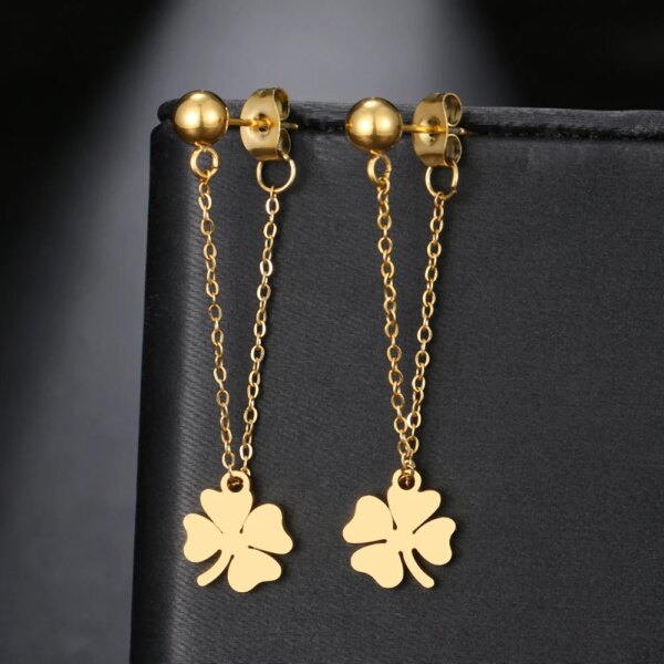boucle d'oreille femme en acier inoxydable, chaîne Simple, perle, étoile ronde, feuille d'érable