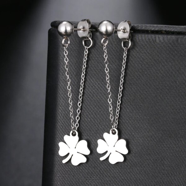 boucle d'oreille femme en acier inoxydable, chaîne Simple, perle, étoile ronde, feuille d'érable