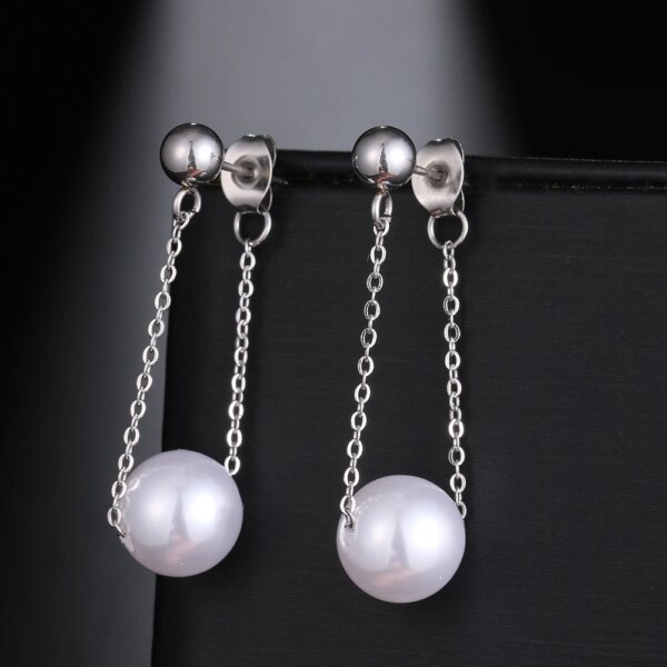 boucle d'oreille femme en acier inoxydable, chaîne Simple, perle, étoile ronde, feuille d'érable