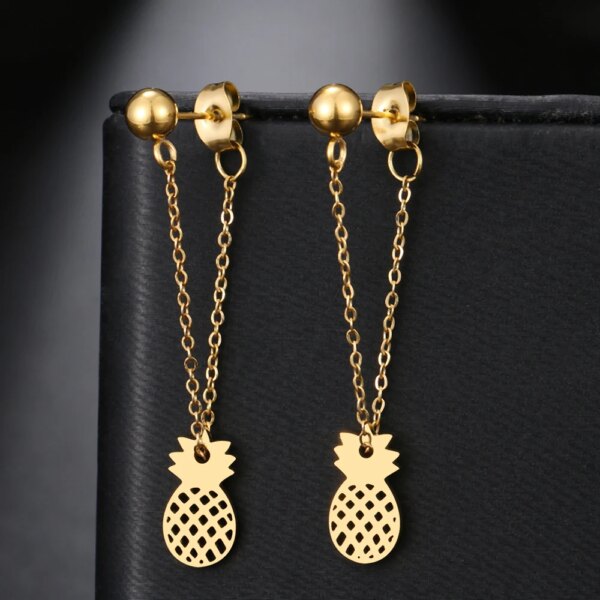 boucle d'oreille femme en acier inoxydable, chaîne Simple, perle, étoile ronde, feuille d'érable