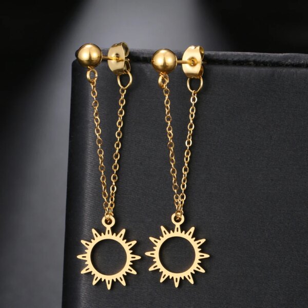 29868-378835.jpg boucle d'oreille femme en acier inoxydable, chaîne Simple, perle, étoile ronde, feuille d'érable